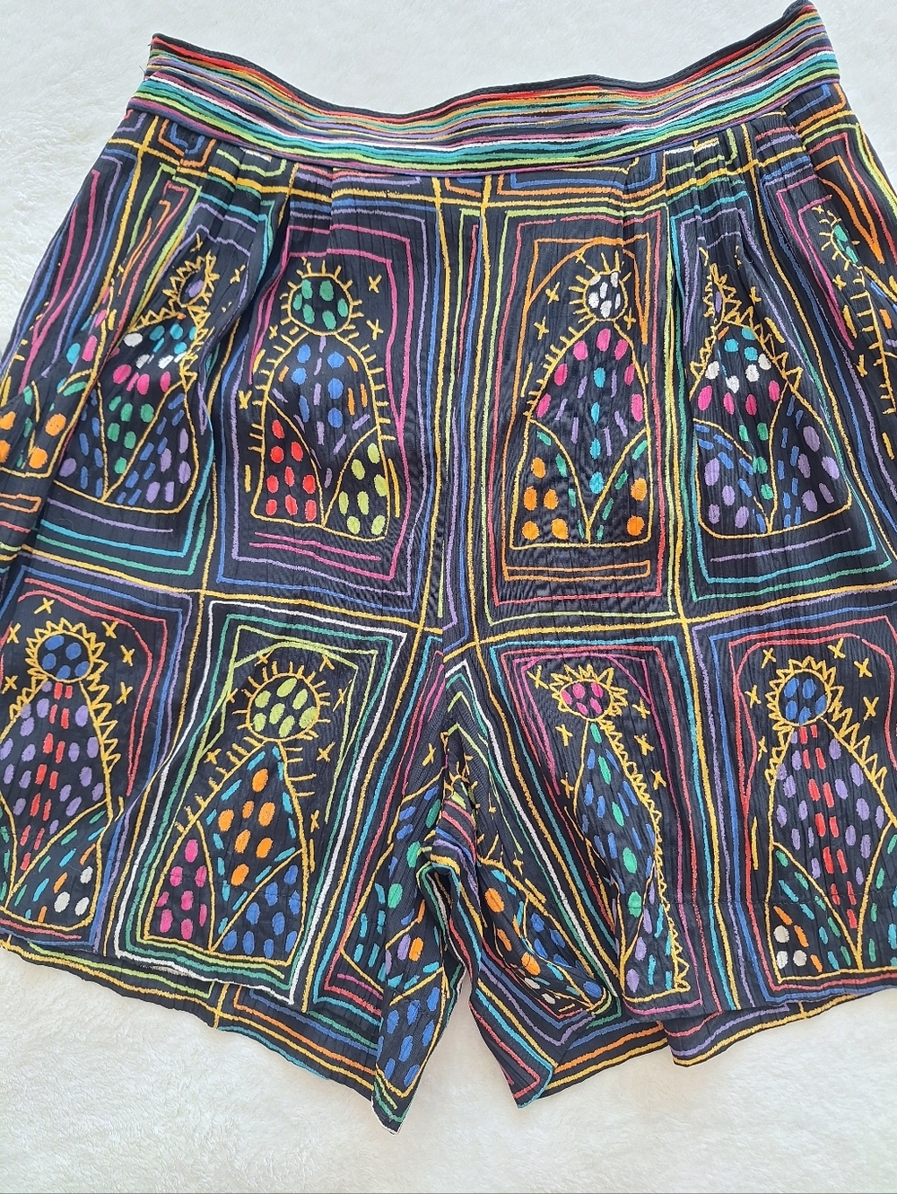 VTG Platinum Dorothy Schoelen Shorts βοΈ Art to Wear Rayon Sz 4 Made in USA - Picture 2 of 9